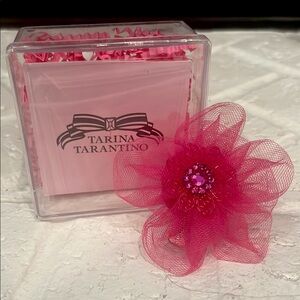 NEW Tarina Tarantino Pink Tulle Flower Hair Clip Swarovski Crystals 🩷🌸